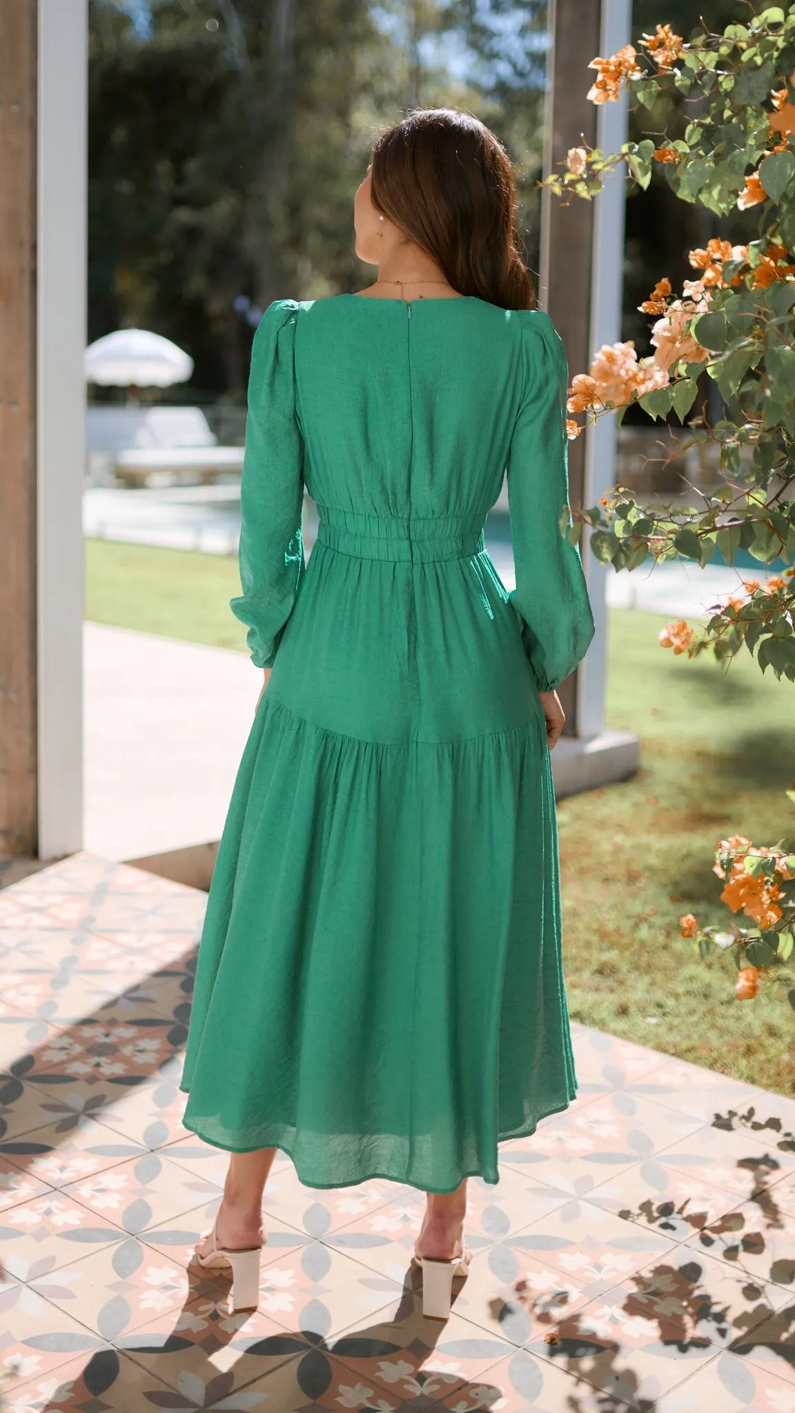 Erin Long Sleeve Midi Dress - Emerald sold by Billy J product image thumbnail 3