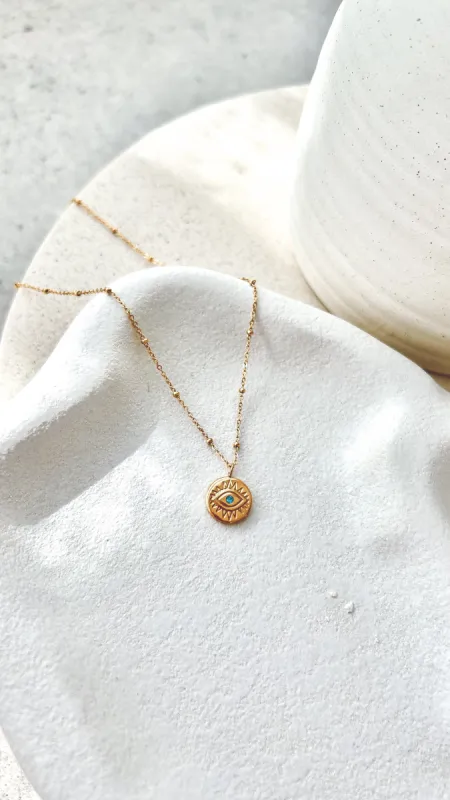 Emerald Eye Necklace - Gold made by Billy J
