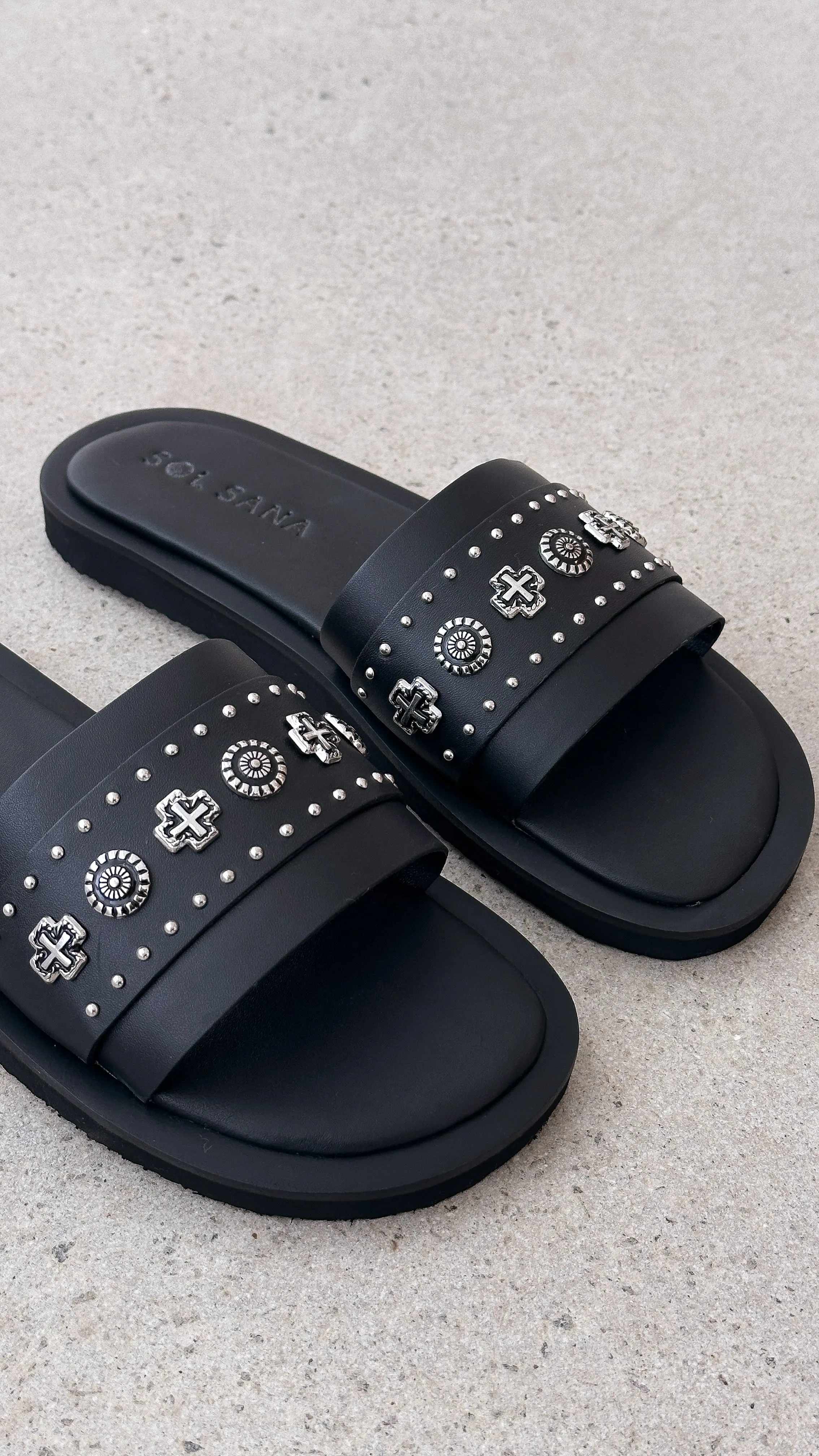 Sol Sana Cleo Slide - Black / Silver sold by Billy J