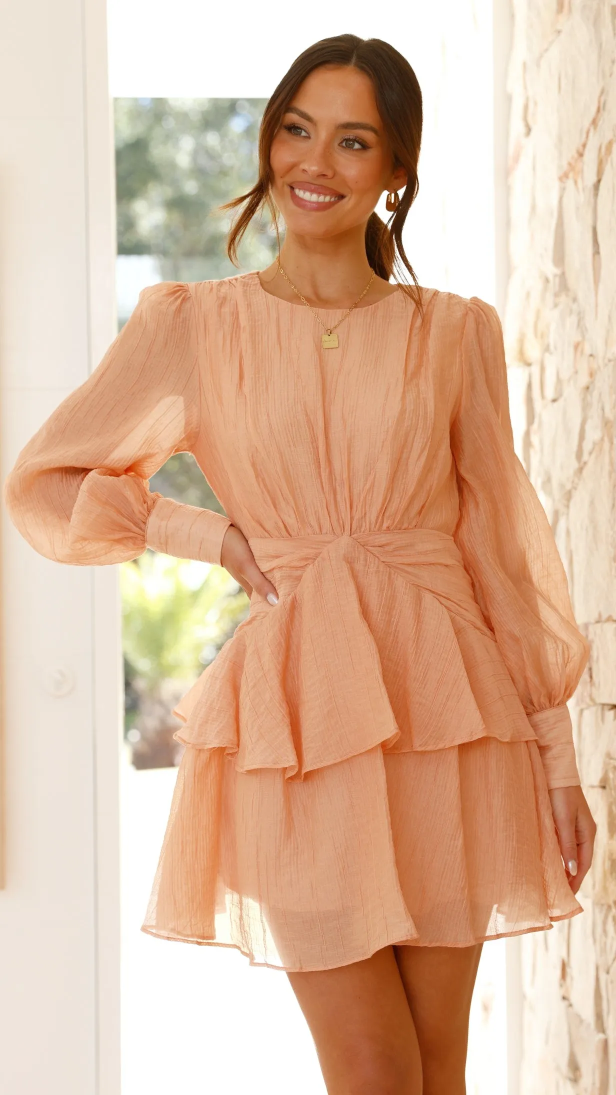 Emita Mini Dress - Peach sold by Billy J product image thumbnail 5