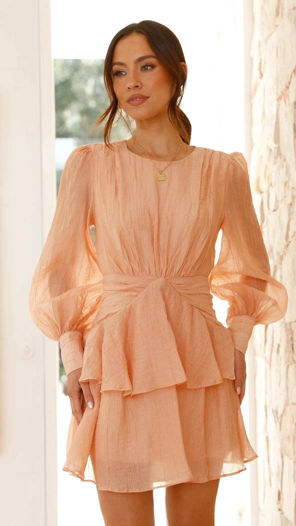 Emita Mini Dress - Peach sold by Billy J