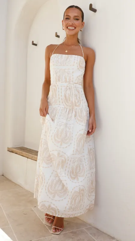Sandy Maxi Dress - Beige Print sold by Billy J
