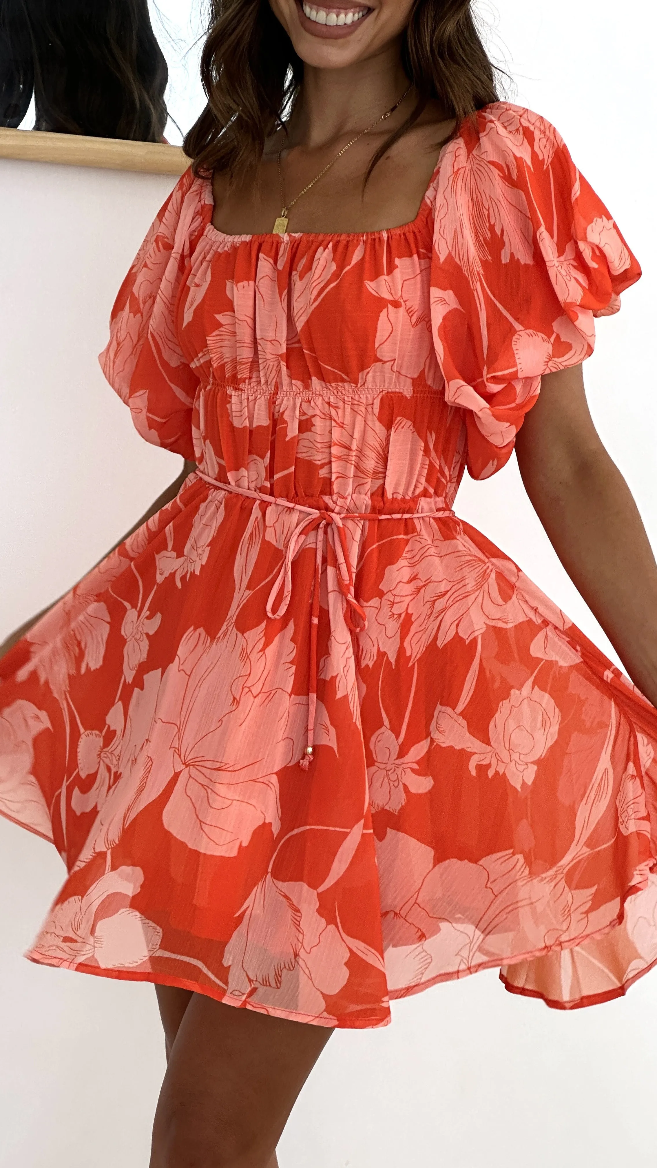 Taniah Mini Dress - Orange Floral sold by Billy J product image thumbnail 4