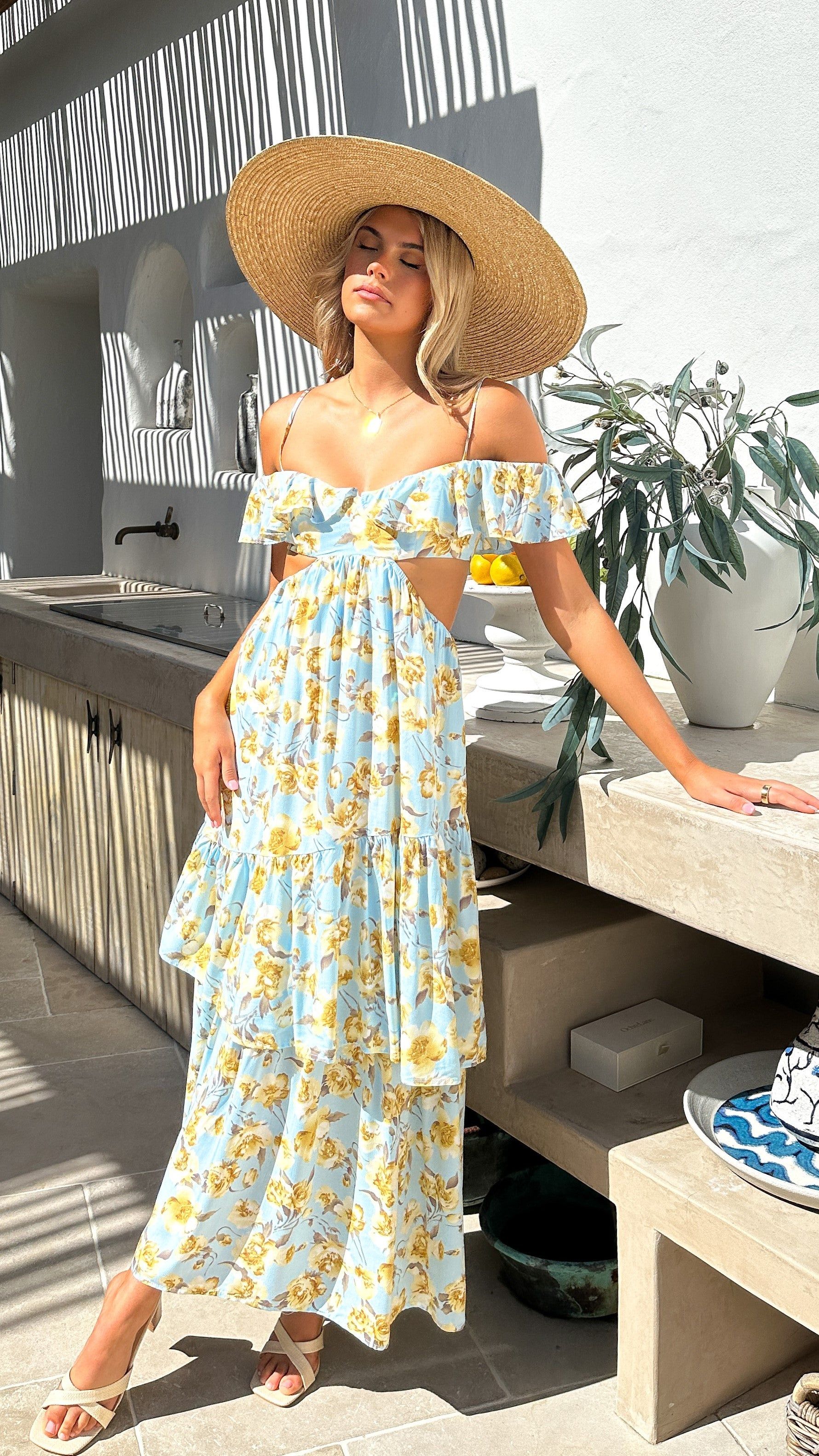 Acosta Maxi Dress - Blue Floral sold by Billy J