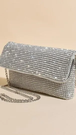 Malia Foldover Diamante Clutch - Silver sold by Billy J product image thumbnail 3