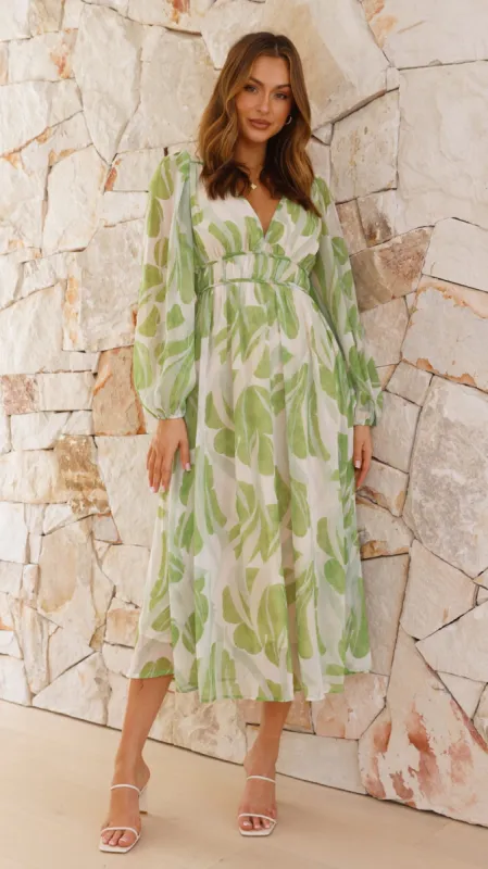 Luana Midi Dress - Green sold by Billy J