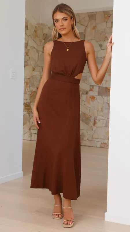 Kimberley Maxi Dress - Chocolate sold by Billy J