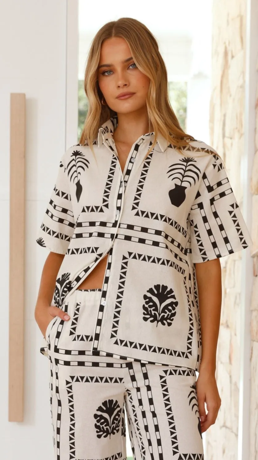 Rada Button Up Shirt and Pants Set - White / Black Print sold by Billy J product image thumbnail 3