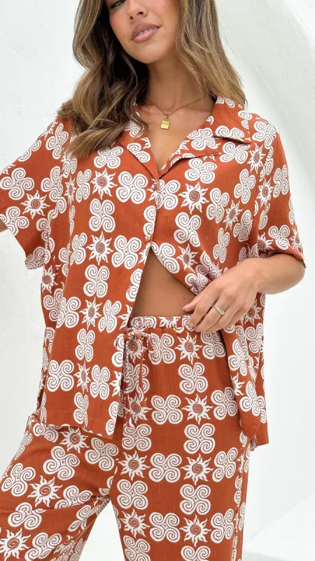 Shayla Button Up Shirt - Soleil Print sold by Billy J