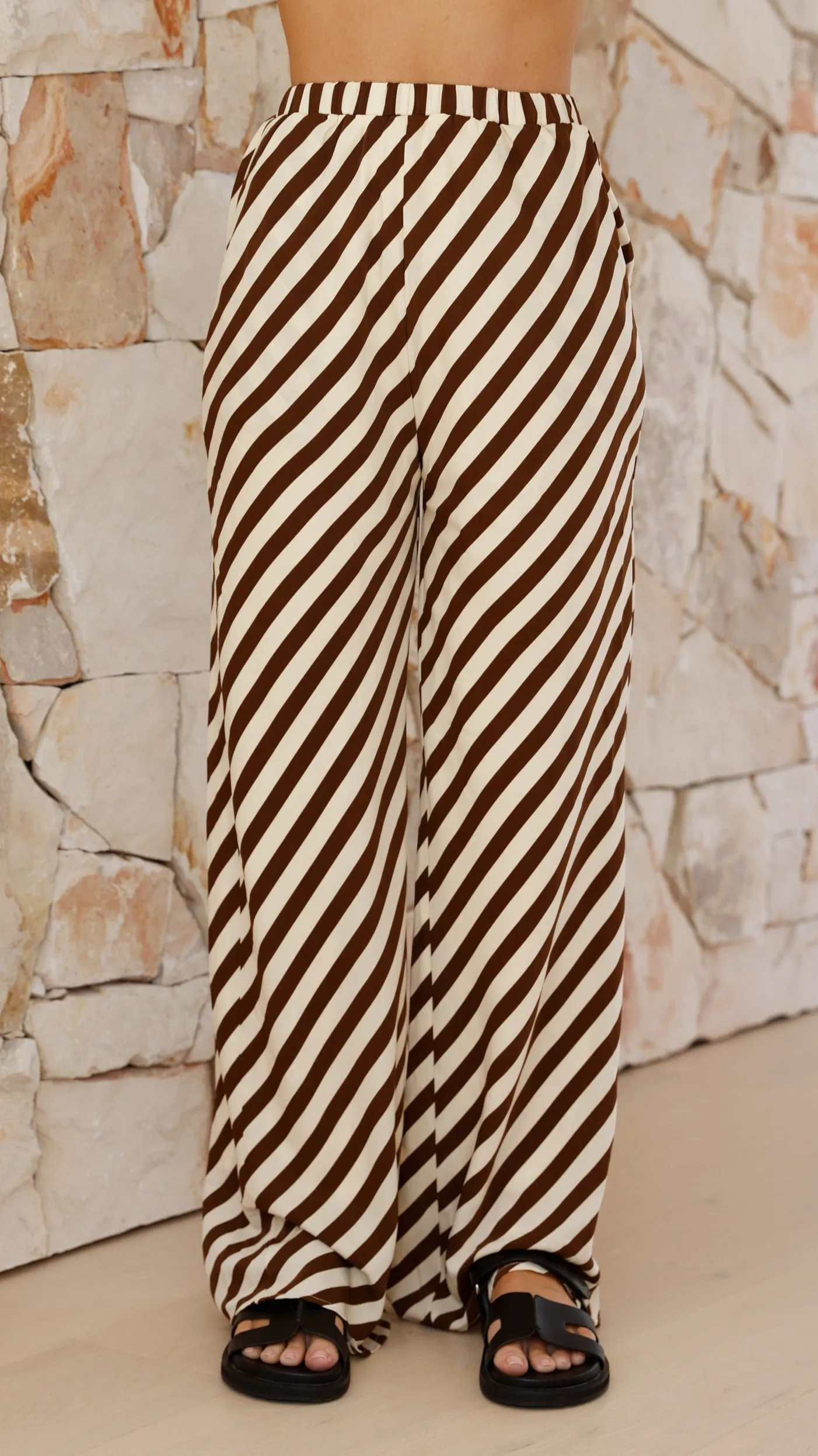 Mabyn Button Up Shirt and Pants Set - Beige / Brown Stripe sold by Billy J product image thumbnail 5