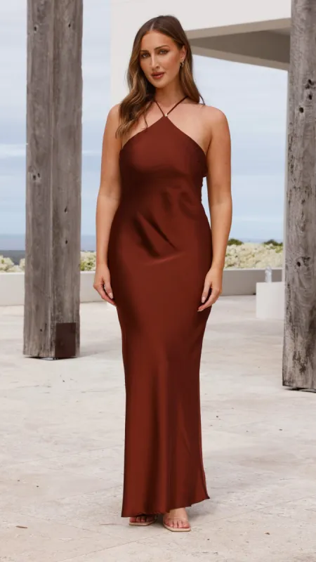 Chiara Maxi Dress - Brown made by Billy J