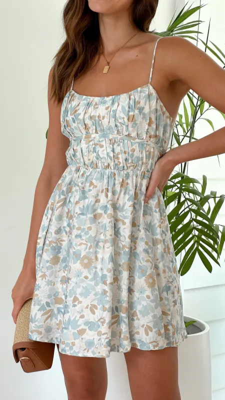 Zaire Mini Dress - Blue Floral sold by Billy J