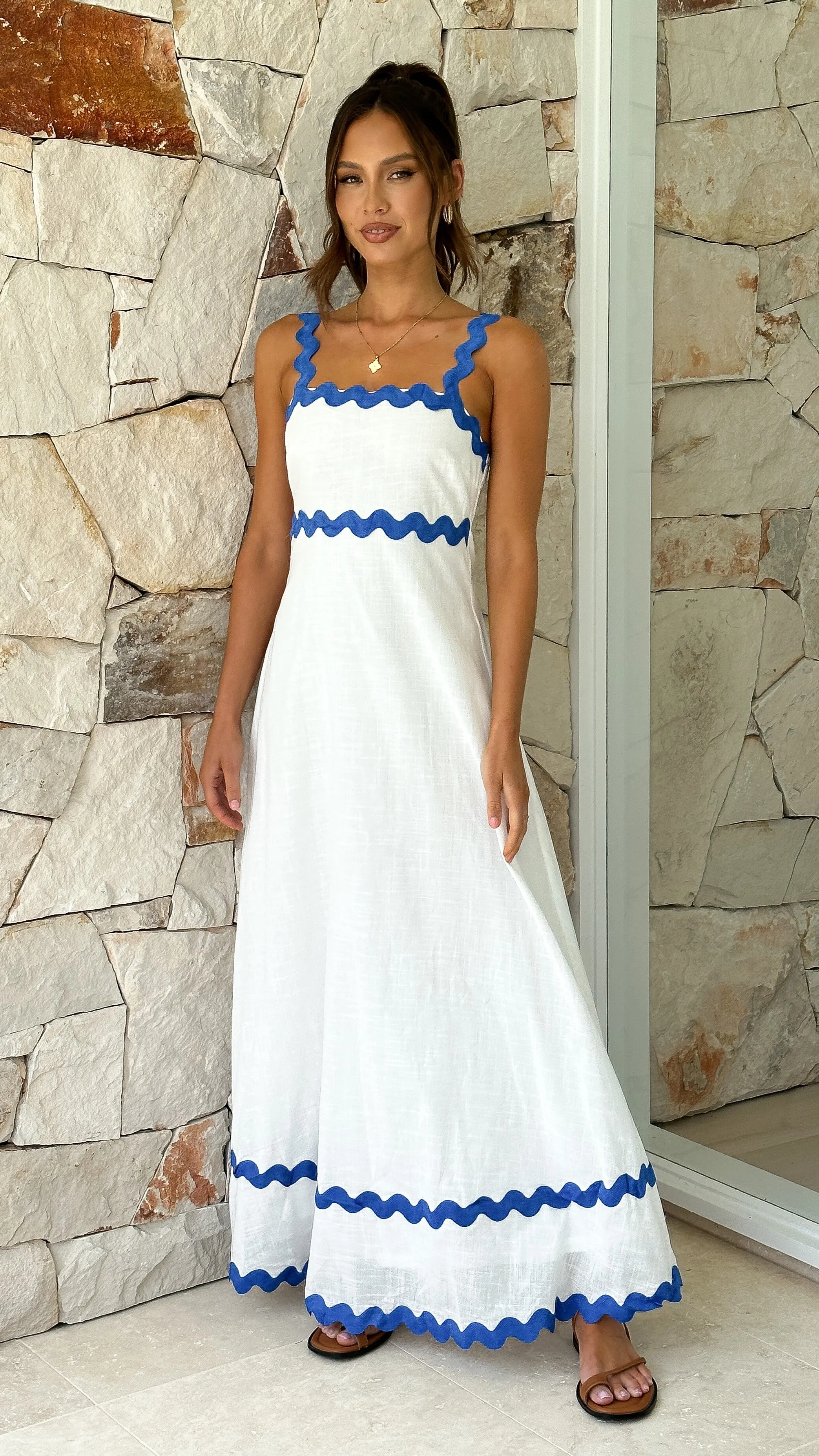 Daleyza Maxi Dress - White / Blue sold by Billy J product image thumbnail 4