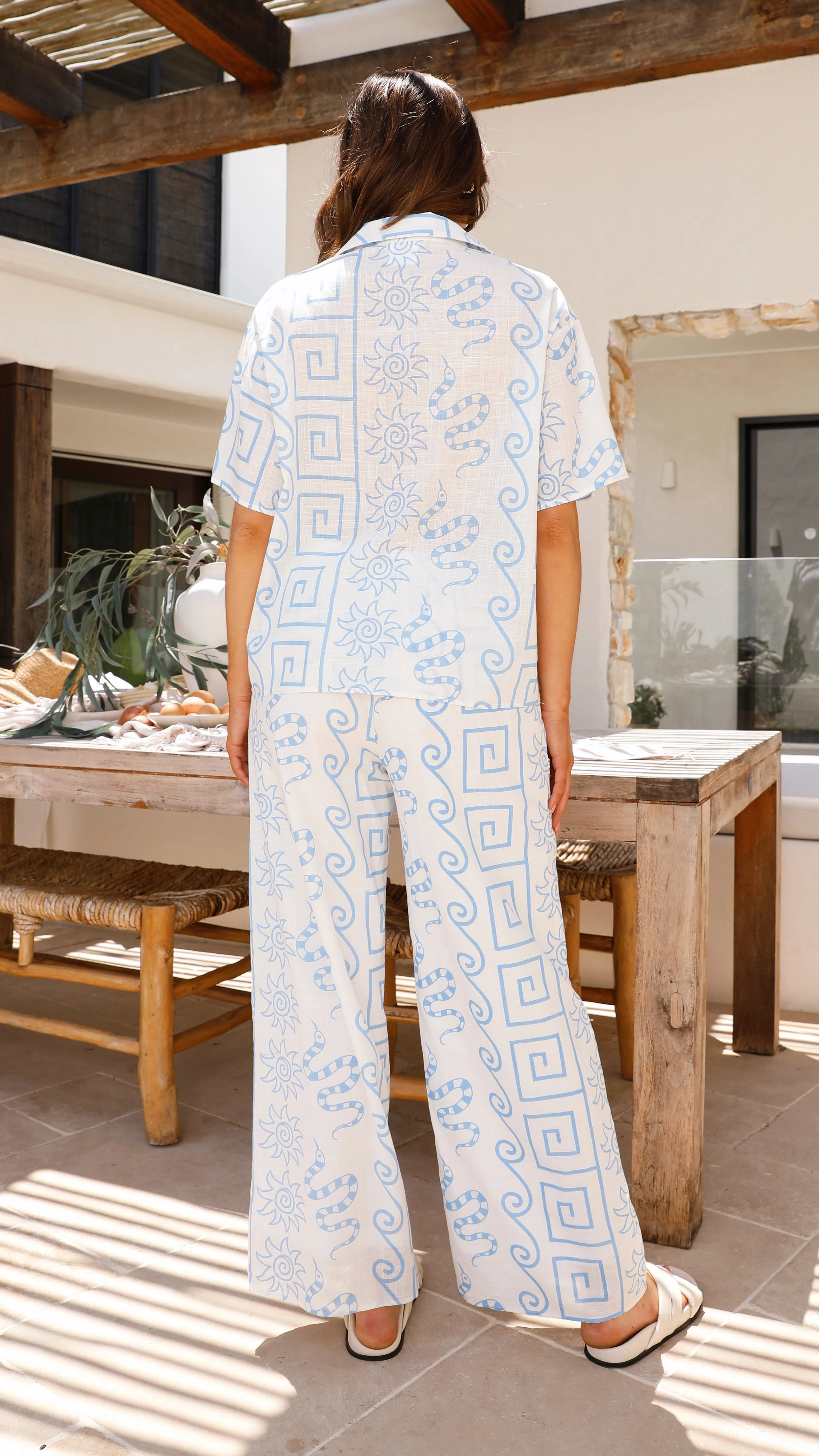 Cleo Button Up Shirt and Pants Set - White/Blue sold by Billy J product image thumbnail 2
