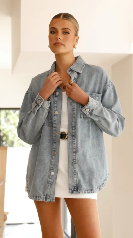 Valdez Oversized Denim Jacket - Mid Blue sold by Billy J