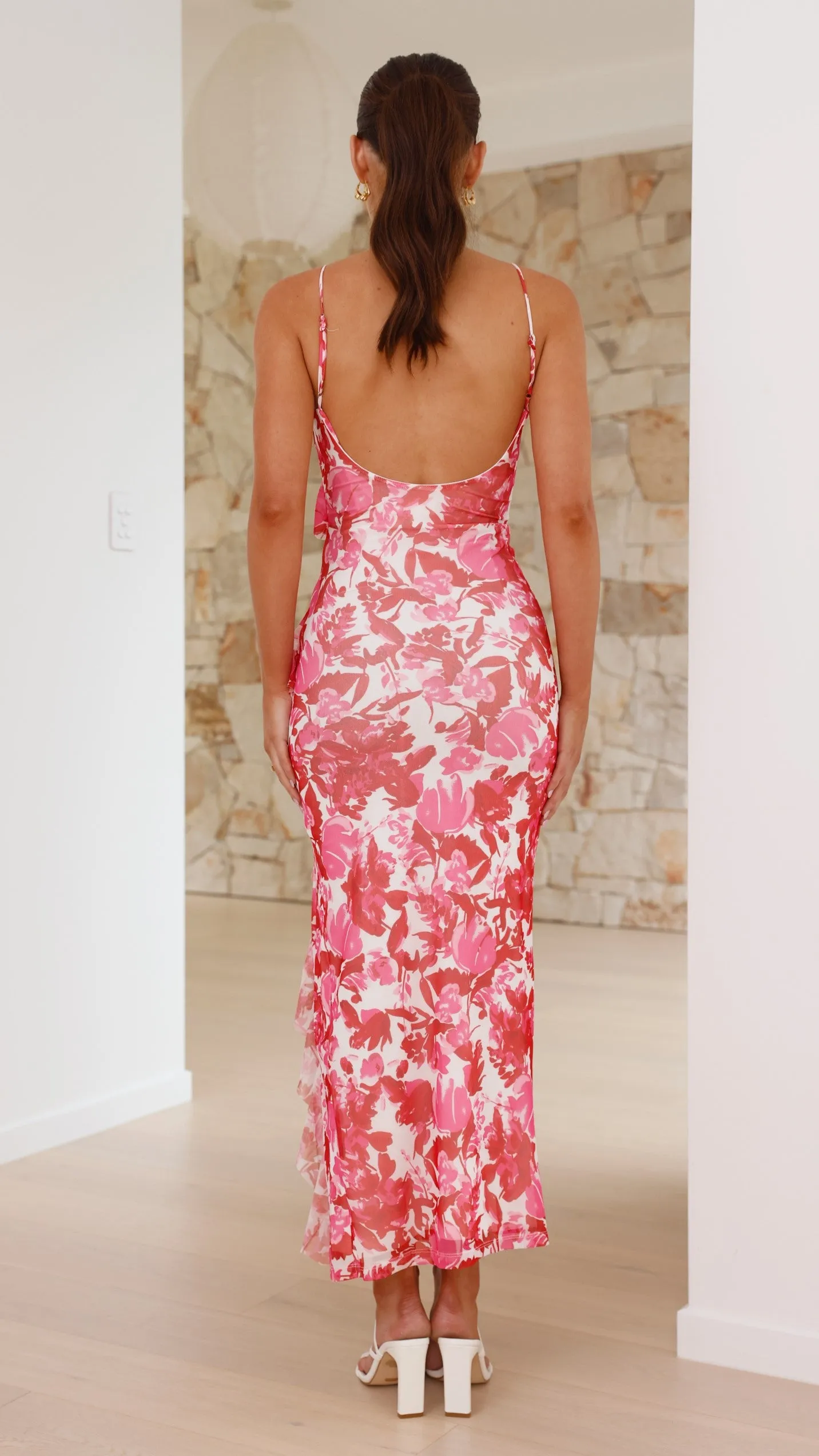 Debbie Midi Dress - Pink/Red Floral sold by Billy J product image thumbnail 2