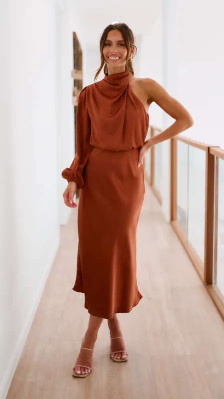 Esther One Shoulder Long Sleeve Dress - Black | Parallel