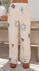 Cosmic Pants - Beige/Black Print sold by Billy J
