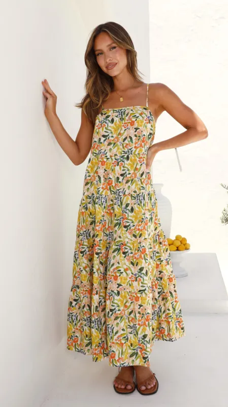 Bansi Maxi Dress - Lemon Floral sold by Billy J