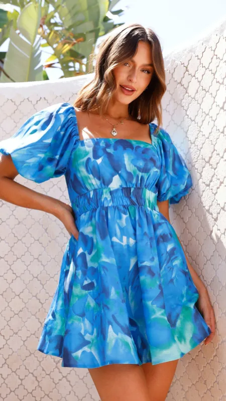 Vanessa Mini Dress - Blue Floral sold by Billy J