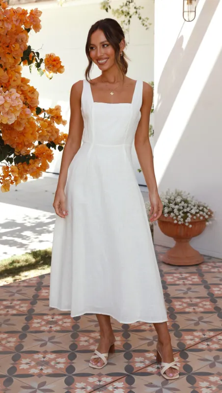 Abiel Midi Dress - White sold by Billy J