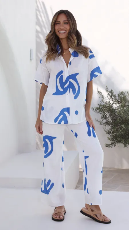 Darling Button Up Shirt and Pants - White/Blue sold by Billy J