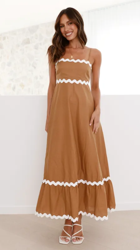 Brodey Midi Dress - Tan/White sold by Billy J