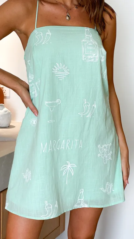 Bethani Mini Dress - Mint / White Margarita sold by Billy J