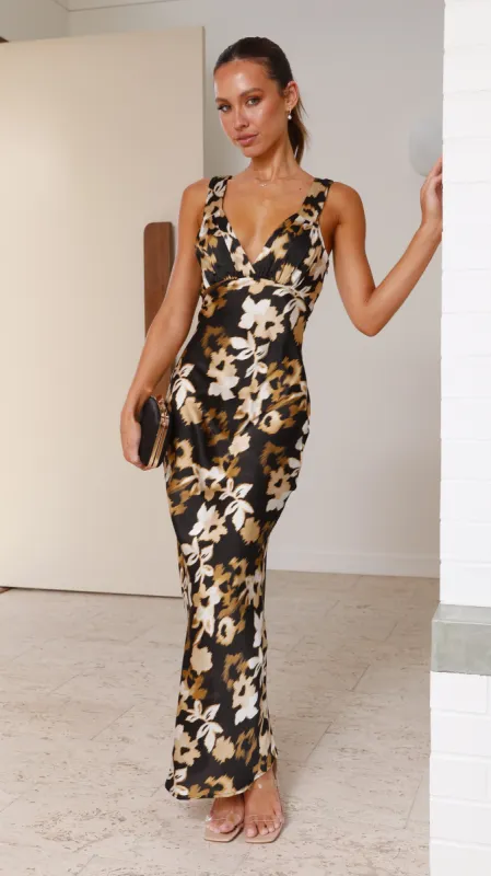 Rubie Maxi Dress - Black Floral sold by Billy J