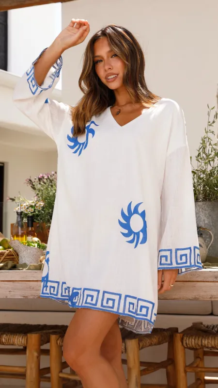 Zendaya Mini Dress - White/Blue sold by Billy J