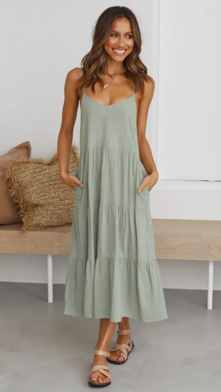 Zoey Midi Dress - Sage sold by Billy J