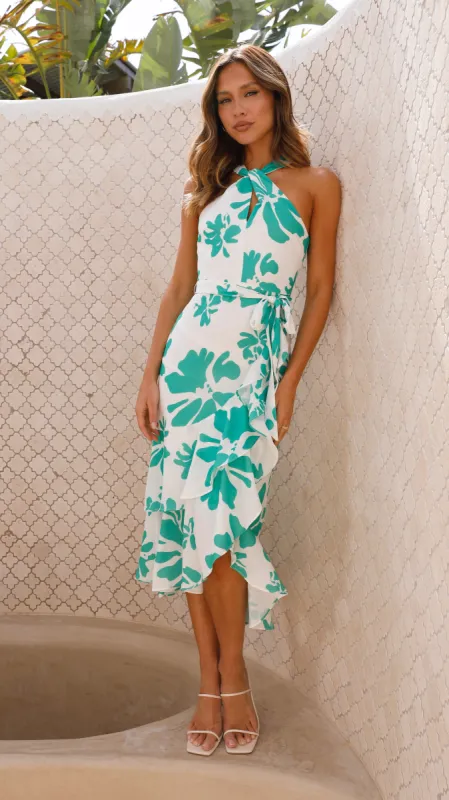 Marnie Midi Dress - Green Floral sold by Billy J