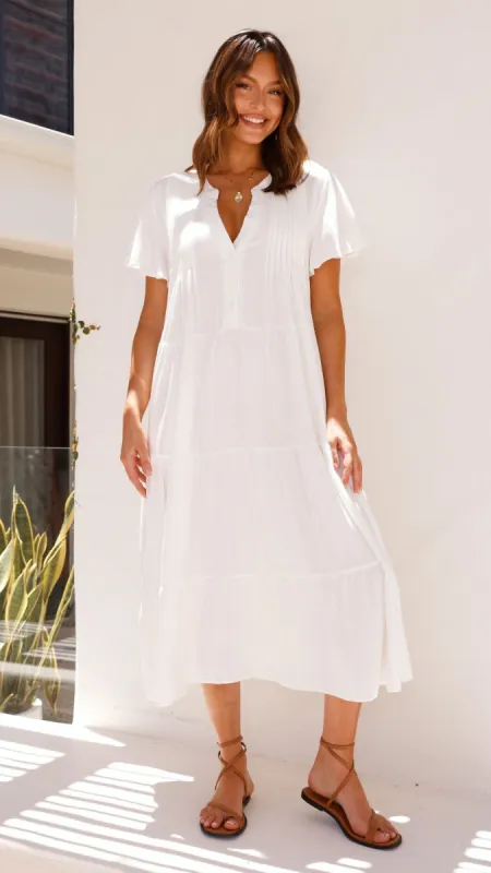 Lucinda Midi Dress - White sold by Billy J