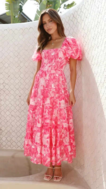 Callen Maxi Dress - Pink Floral sold by Billy J