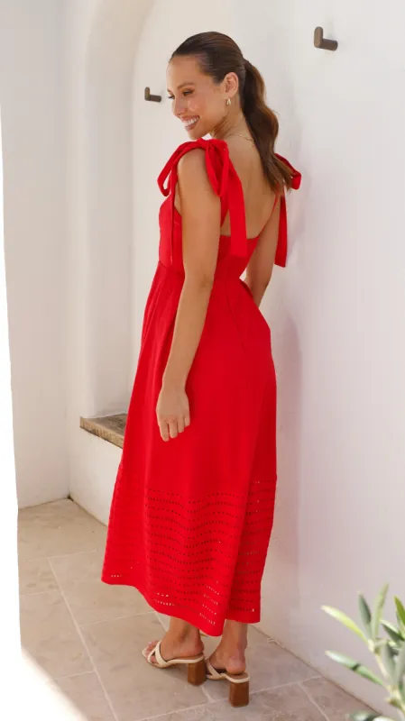 Norali Midi Dress - Red sold by Billy J