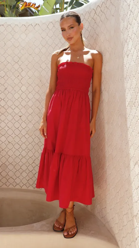 Patrice Midi Dress - Red sold by Billy J