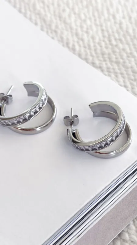 Irregular Hoop Earrings - Silver sold by Billy J