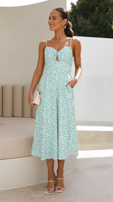 Babette Midi Dress - Green Floral sold by Billy J