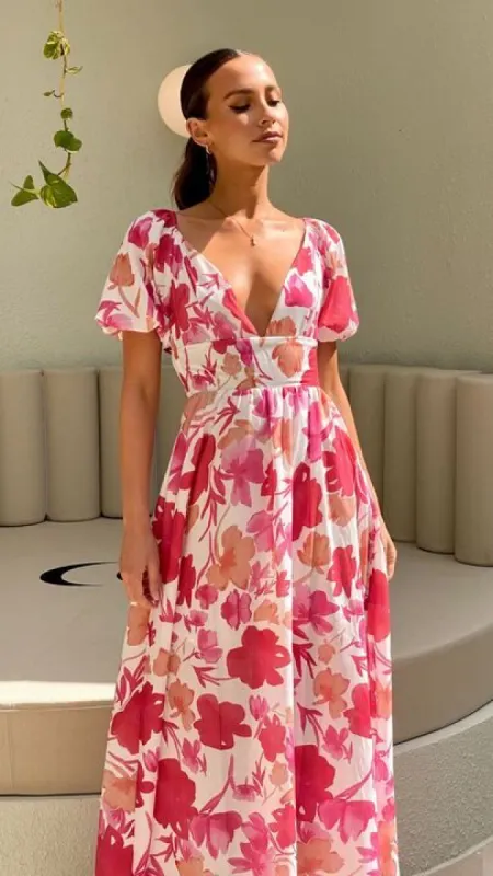 Cynthia Maxi Dress - Pink Floral sold by Billy J