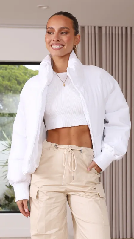 Carmen Puffer Jacket - White sold by Billy J