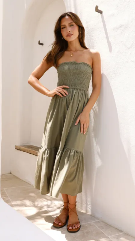 Patrice Midi Dress - Olive sold by Billy J