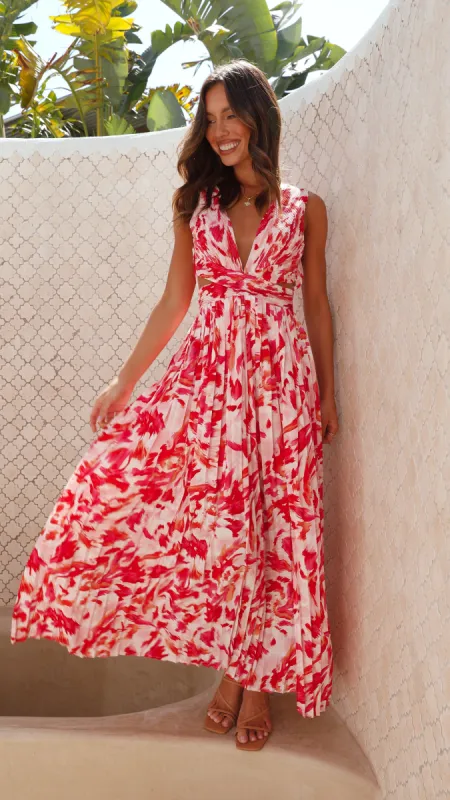 Anita Maxi Dress - Red Floral sold by Billy J
