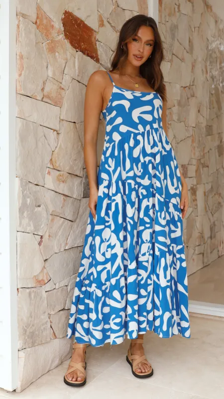 Tahira Maxi Dress - Blue Print sold by Billy J