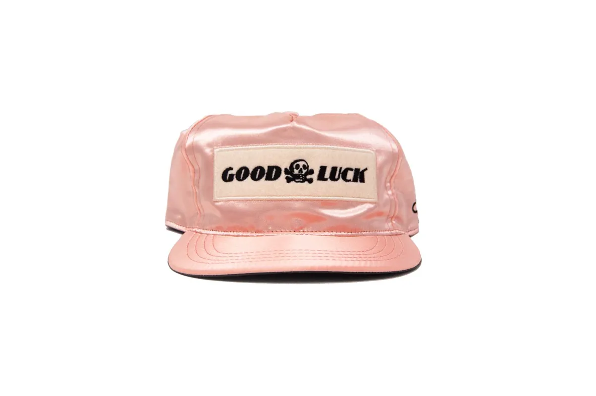 GOOD LUCK SATIN Snapback - Peach made by The Ampal Creative