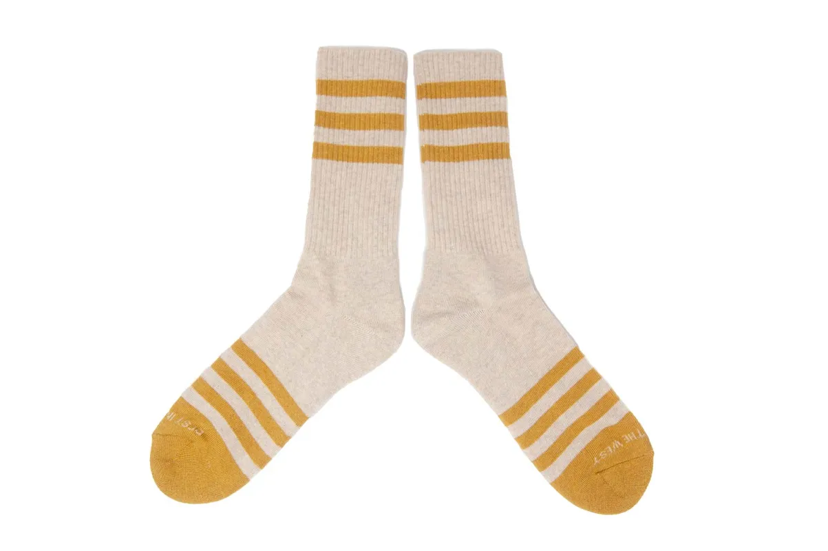 HEATHER STRIPES Socks - Cream/Ochre made by The Ampal Creative