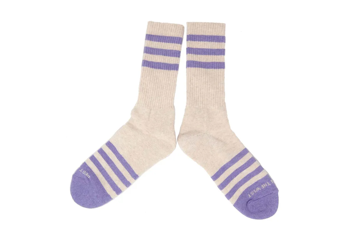 HEATHER STRIPES Socks - Cream/Lavender made by The Ampal Creative