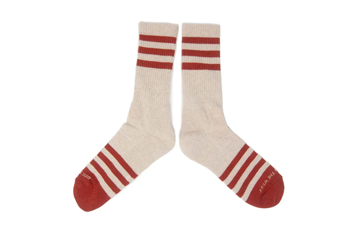 HEATHER STRIPES Socks - Cream/Brick made by The Ampal Creative