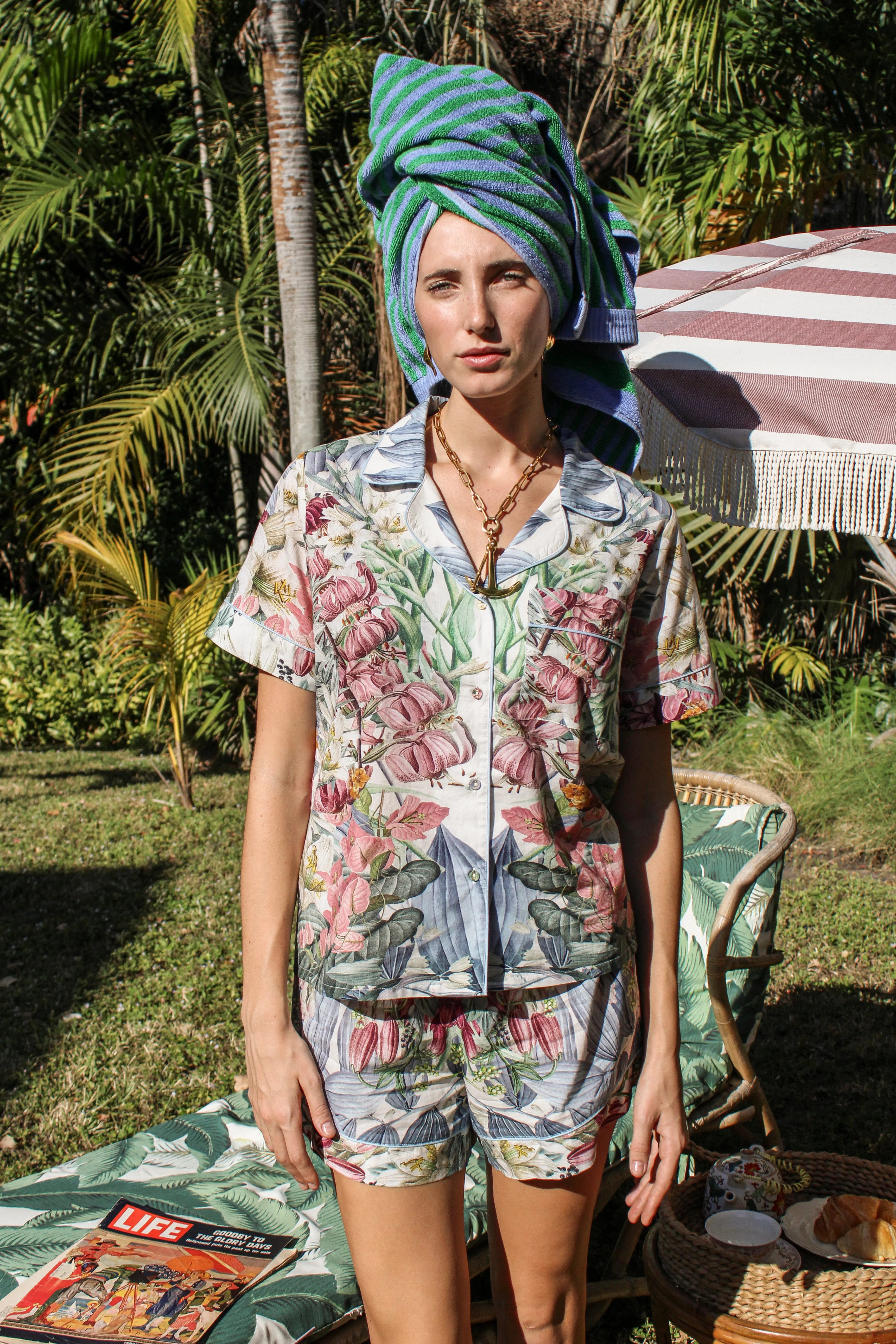 Blue Flower Short Pajama Set - Final Sale sold by Carolina K product image thumbnail 2