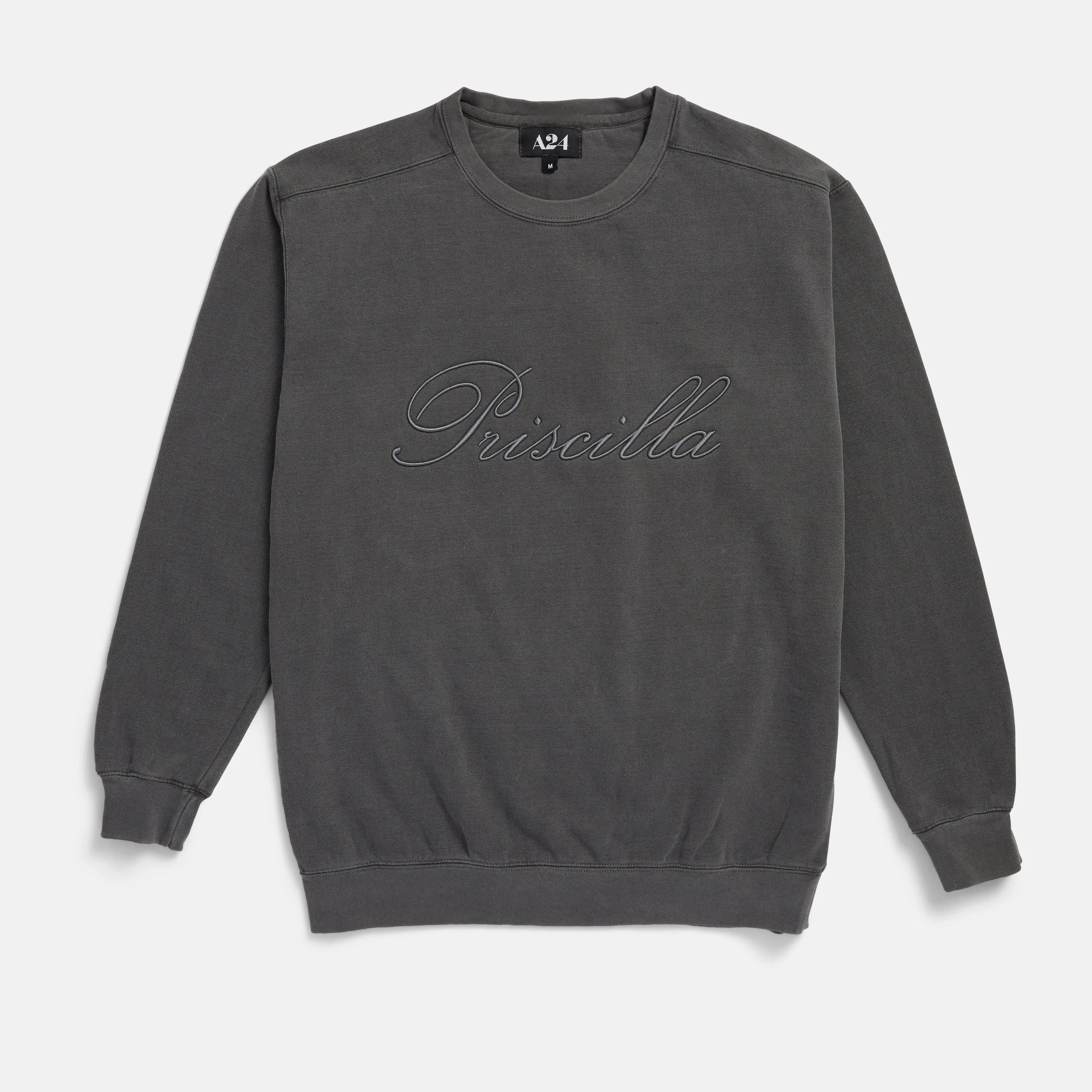 Priscilla Dark Grey Embroidered Crewneck sold by A24