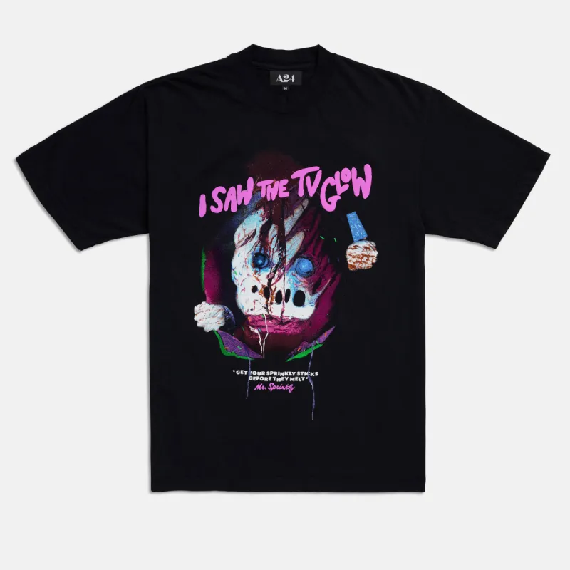 I Saw the TV Glow Puff Print Mr. Sprinkly Tee sold by A24